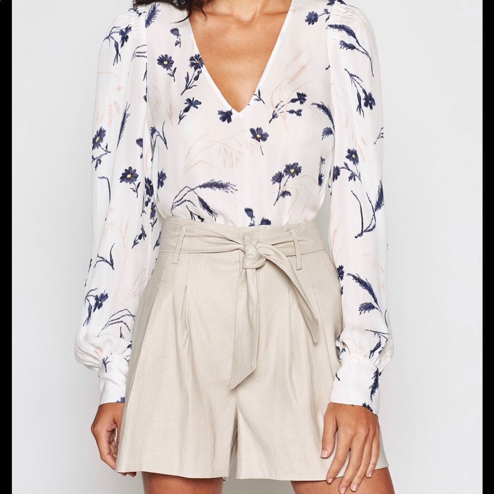 Joie small long sleeve white floral top